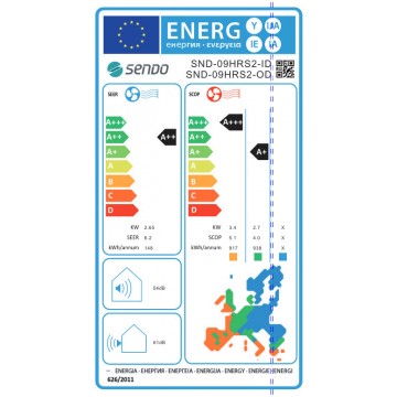 Sendo Hermes Gold SND-09HRSB2-ID / SND-09HRSB2-OD Κλιματιστικό Inverter 9000 BTU A++/A+ με WiFi